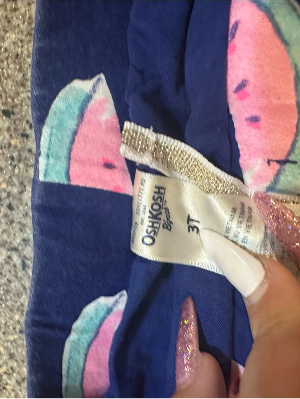 OshKosh B'gosh Navy Skirt with Pink and Mint Watermelon Motif